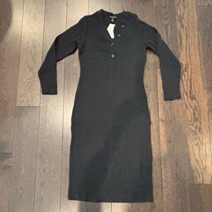 Banana Republic Black Sheath Dress Long Sleeve Crew Neck